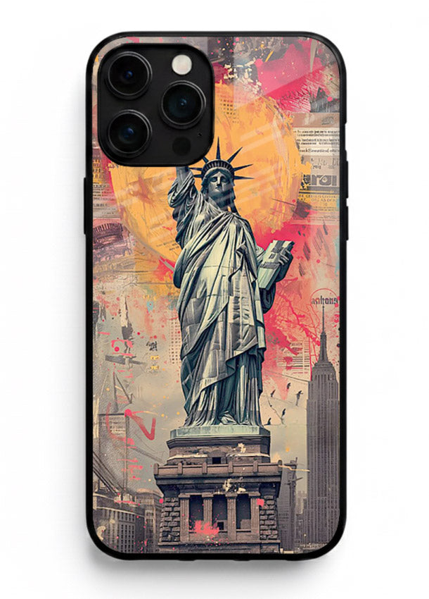 Artistic Statue Liberty vibrant artwork iphone 11 pro max glass back cover