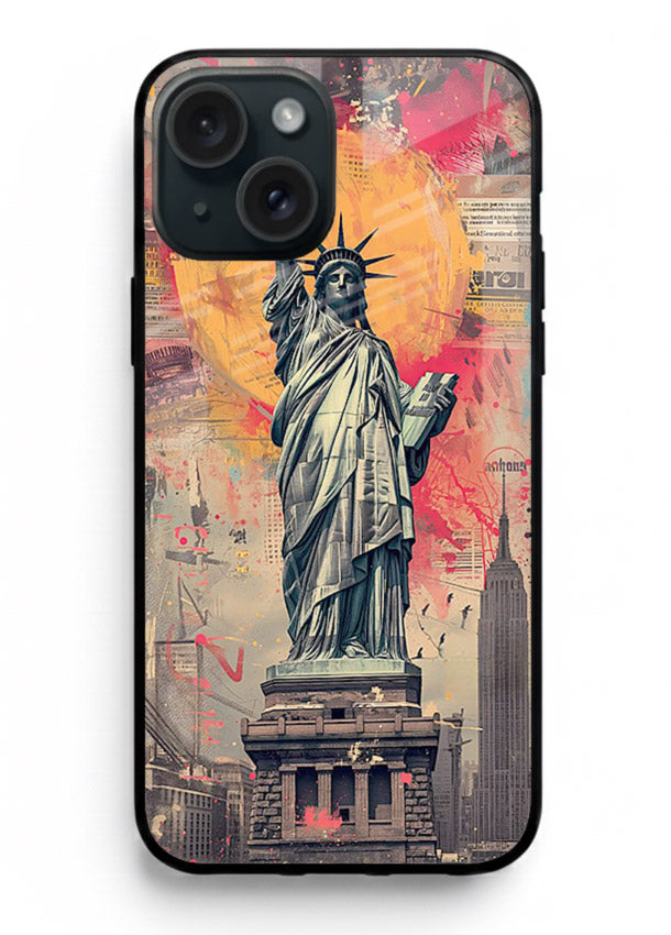 Artistic Statue Liberty vibrant artwork iphone 13 glass back cover