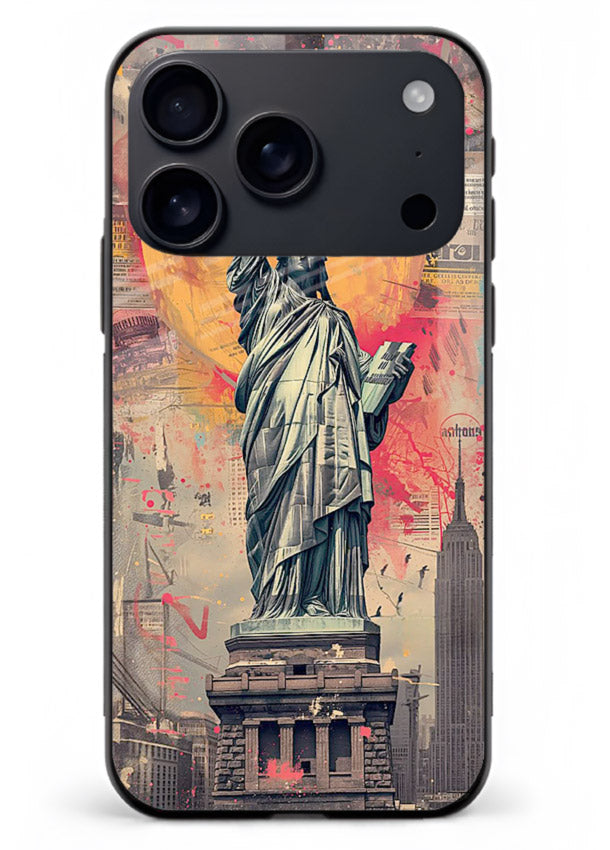 Artistic Statue Liberty vibrant artwork iphone 18 pro max glass back cover