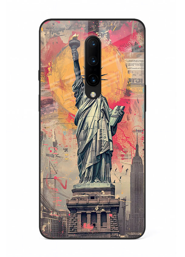 Artistic Statue Liberty vibrant artwork OnePlus 7 Pro glass back cover