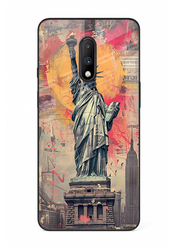 Artistic Statue Liberty vibrant artwork OnePlus 7 glass back cover