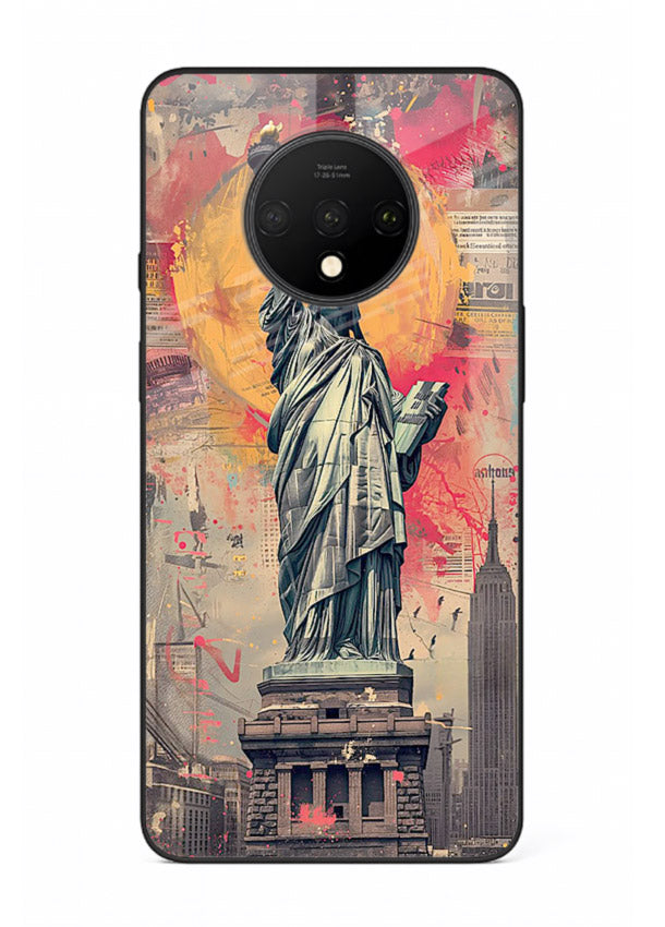 Artistic Statue Liberty vibrant artwork OnePlus 7T glass back cover