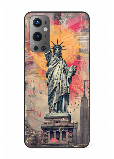 Artistic Statue Liberty vibrant artwork OnePlus 9 glass back cover