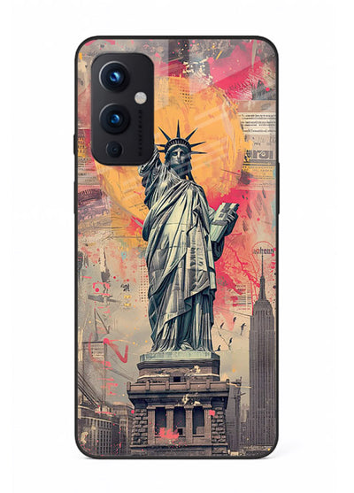 Artistic Statue Liberty vibrant artwork OnePlus 9 Pro glass back cover