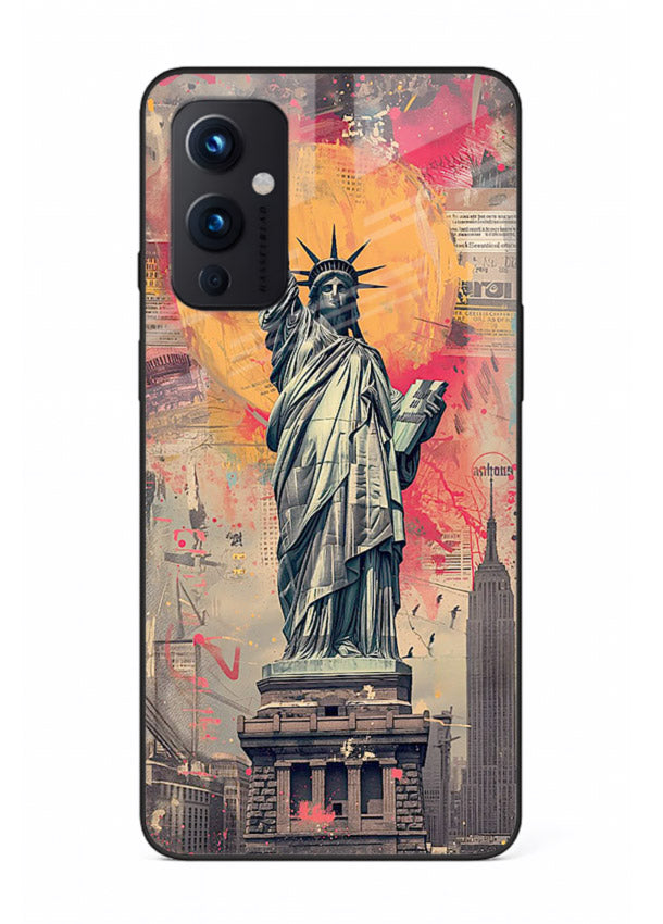 Artistic Statue Liberty vibrant artwork OnePlus 9 Pro glass back cover