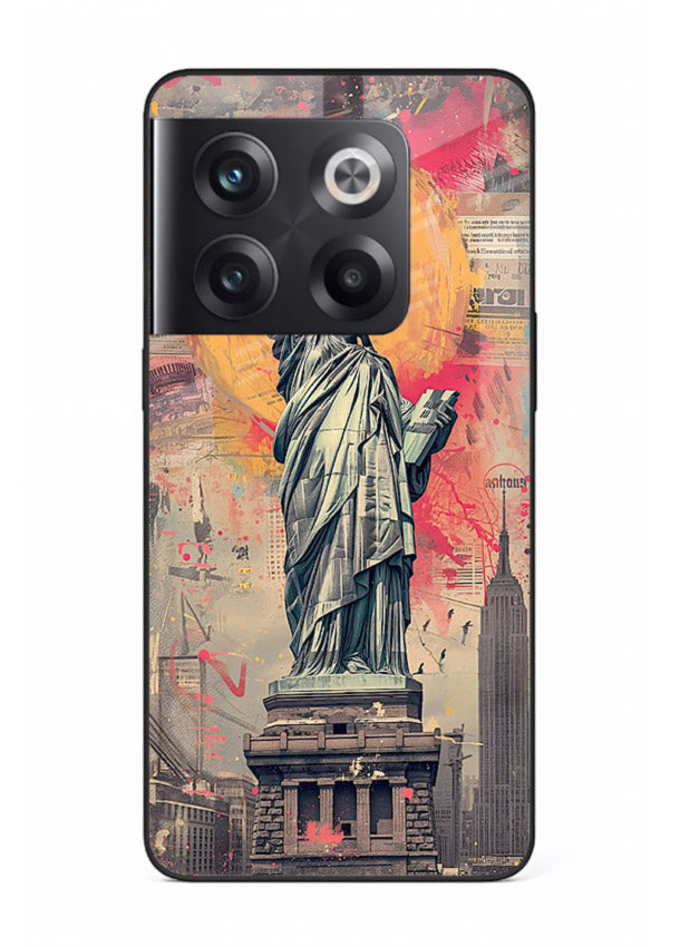 Artistic Statue Liberty vibrant artwork OnePlus 10T glass back cover