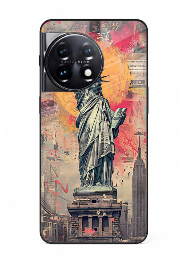 Artistic Statue Liberty vibrant artwork OnePlus 11 glass back cover
