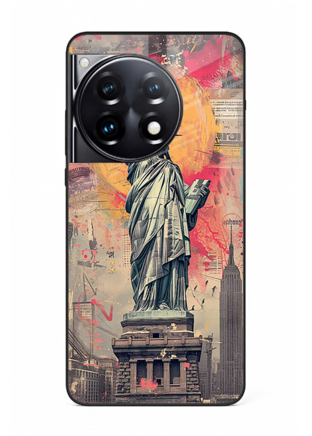 Artistic Statue Liberty vibrant artwork OnePlus 12R glass back cover