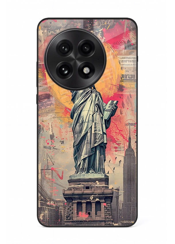 Artistic Statue Liberty vibrant artwork OnePlus 13 glass back cover