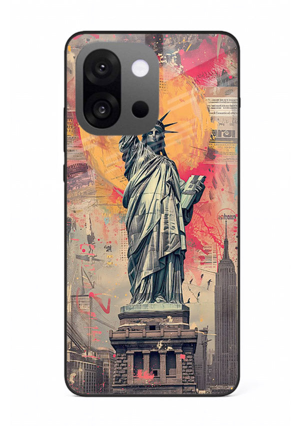 Artistic Statue Liberty vibrant artwork OnePlus 13s glass back cover