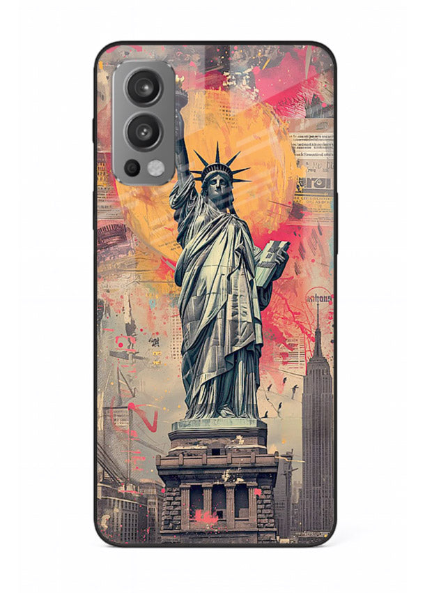 Artistic Statue Liberty vibrant artwork OnePlus Nord 2 glass back cover