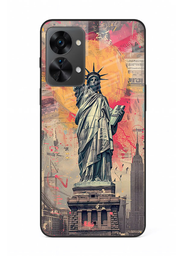 Artistic Statue Liberty vibrant artwork OnePlus Nord 2T glass back cover