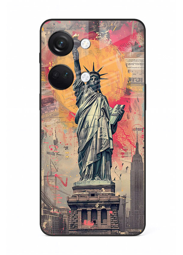 Artistic Statue Liberty vibrant artwork OnePlus Nord 3 glass back cover