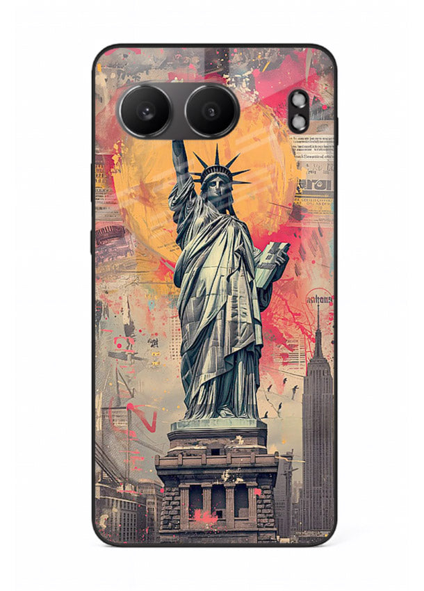 Artistic Statue Liberty vibrant artwork OnePlus Nord 4 glass back cover