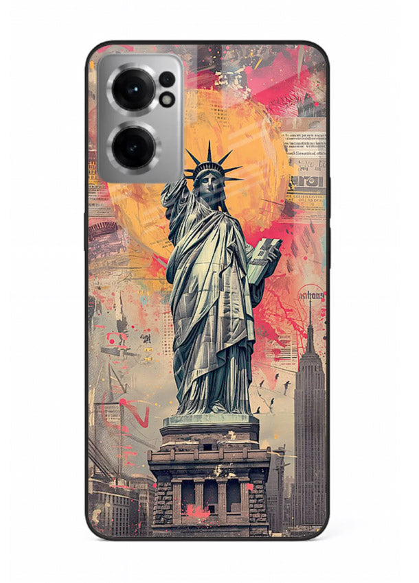 Artistic Statue Liberty vibrant artwork OnePlus Nord CE2 5G glass back cover