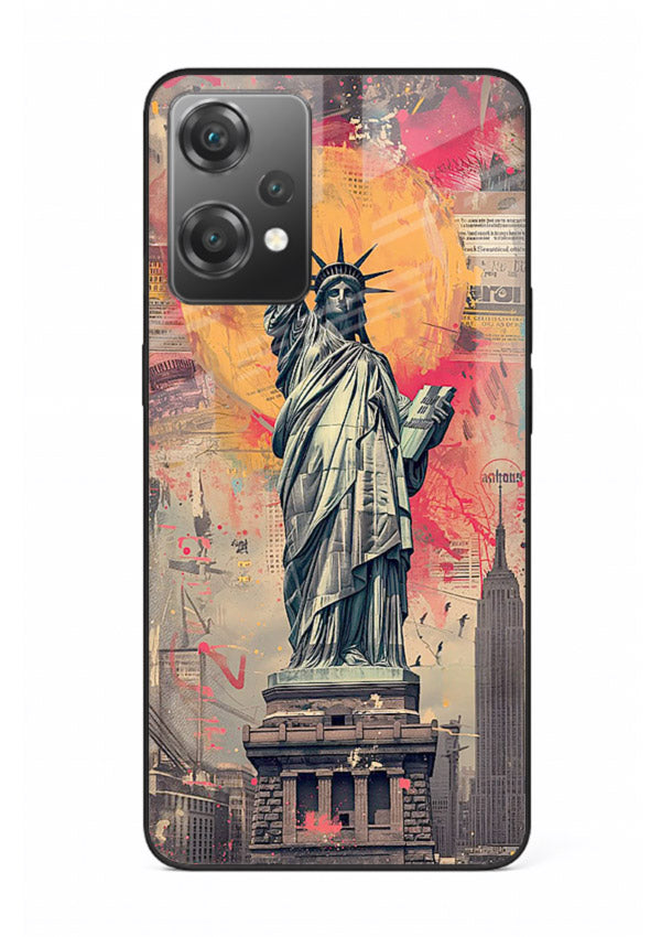 Artistic Statue Liberty vibrant artwork OnePlus Nord CE2 Lite 5G glass back cover