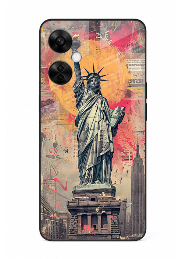 Artistic Statue Liberty vibrant artwork OnePlus Nord CE3 Lite glass back cover