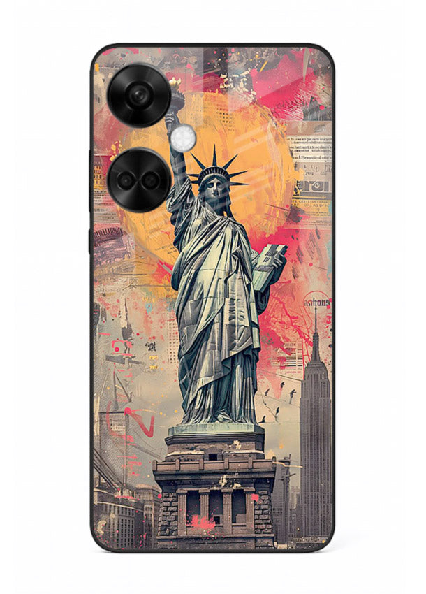 Artistic Statue Liberty vibrant artwork OnePlus Nord CE3 glass back cover
