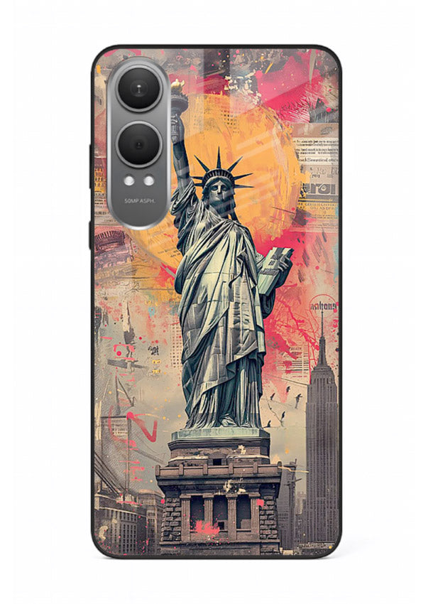 Artistic Statue Liberty vibrant artwork OnePlus Nord CE4 Lite glass back cover