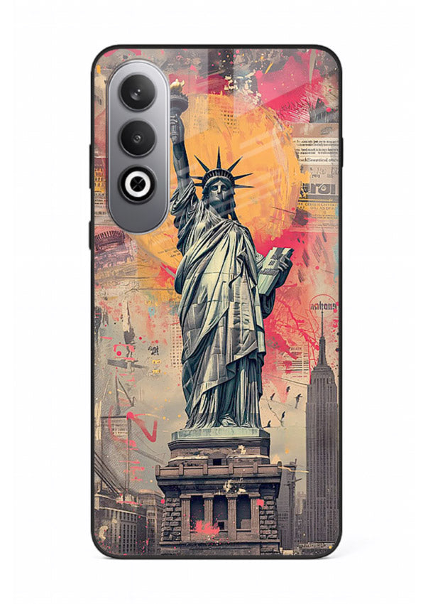 Artistic Statue Liberty vibrant artwork OnePlus Nord CE4 glass back cover