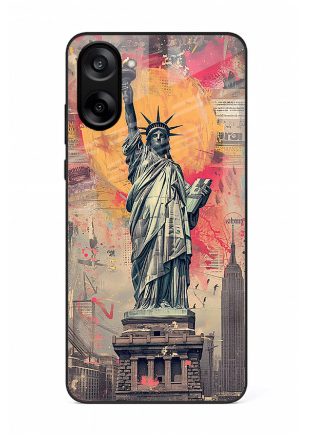 Artistic Statue Liberty vibrant artwork OnePlus Nord CE5 glass back cover