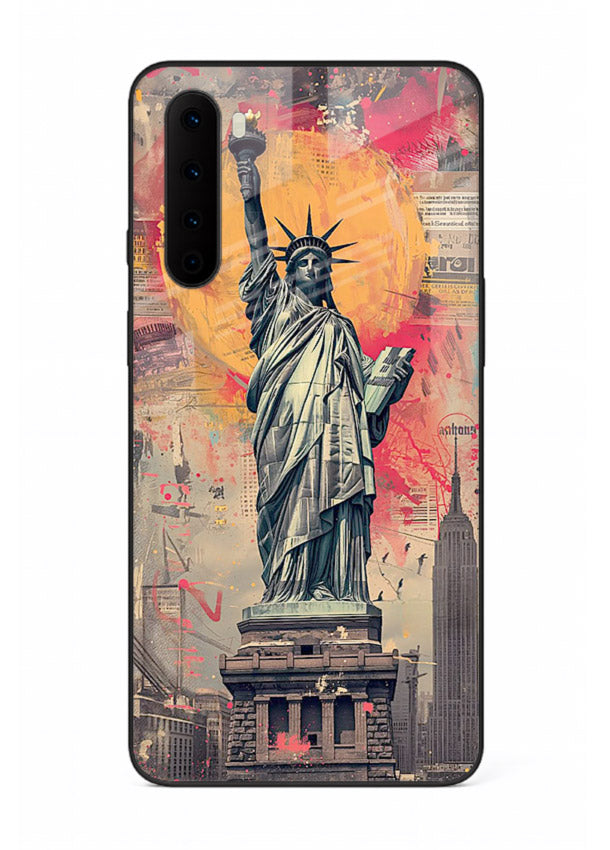 Artistic Statue Liberty vibrant artwork OnePlus Nord glass back cover
