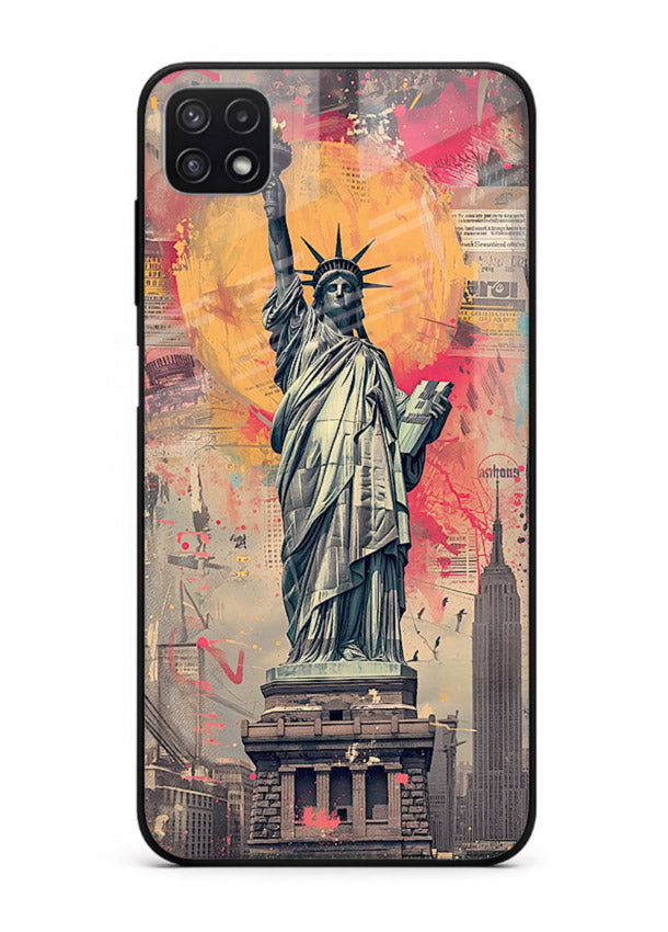 Artistic Statue Liberty vibrant artwork Samsung F42 5G glass back cover
