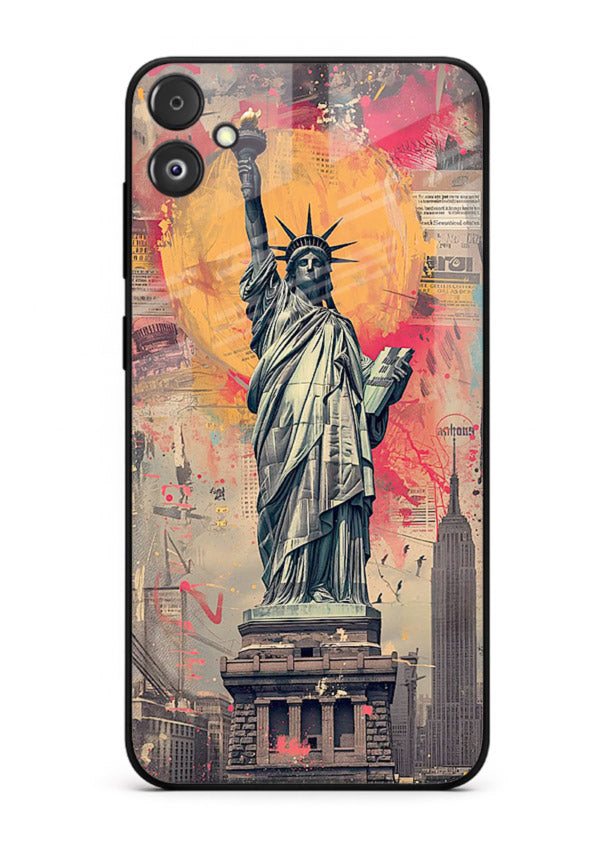 Artistic Statue Liberty vibrant artwork Samsung F04 5G glass back cover