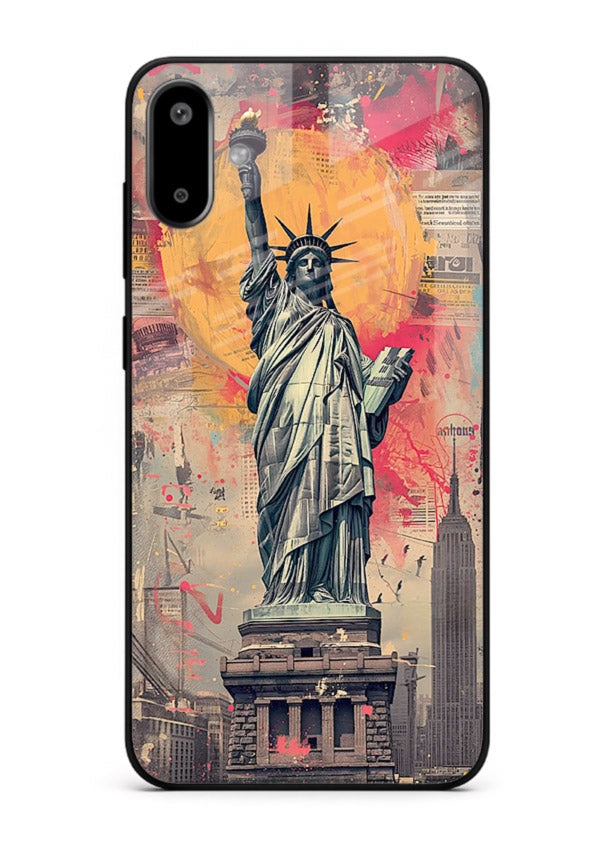 Artistic Statue Liberty vibrant artwork Samsung F06 5G glass back cover