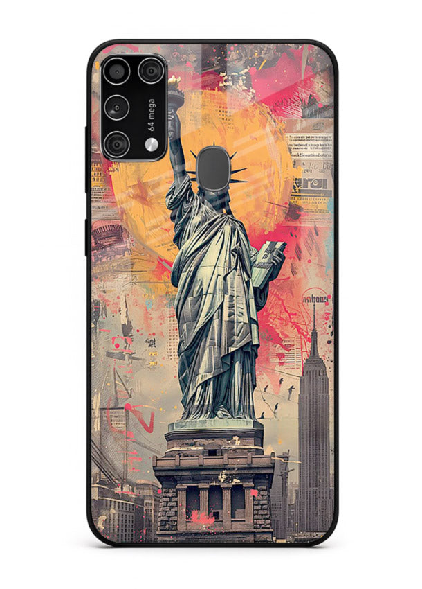 Artistic Statue Liberty vibrant artwork Samsung M31 Prime glass back cover
