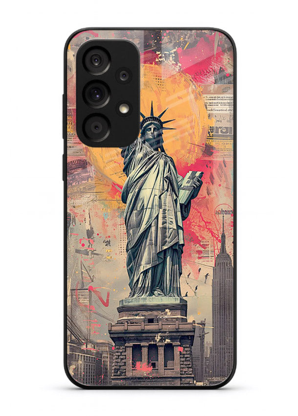Artistic Statue Liberty vibrant artwork Samsung M32 5G glass back cover