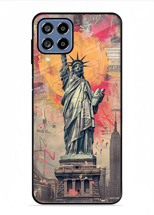 Artistic Statue Liberty vibrant artwork Samsung F62 glass back cover