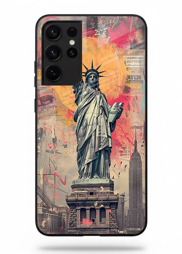 Artistic Statue Liberty vibrant artwork Samsung S21 Ultra glass back cover