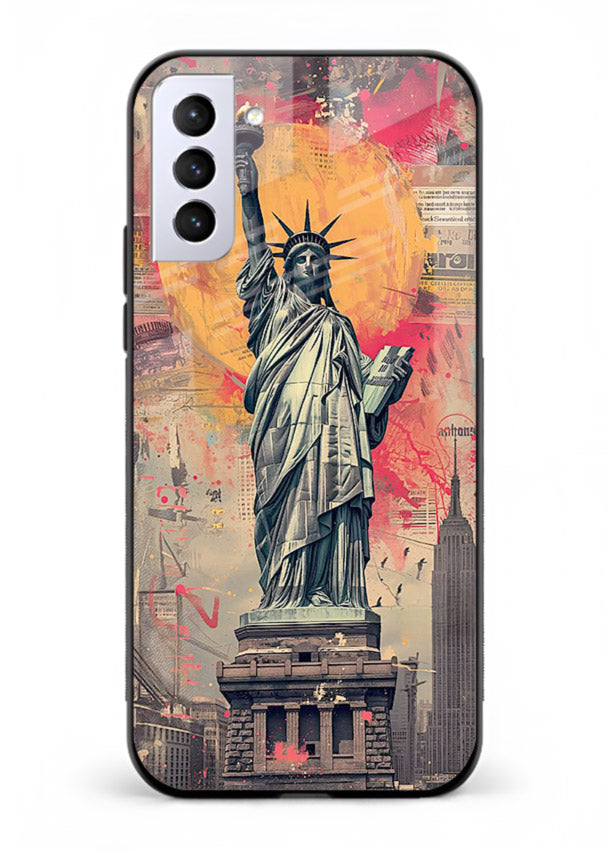 Artistic Statue Liberty vibrant artwork Samsung S21 FE glass back cover