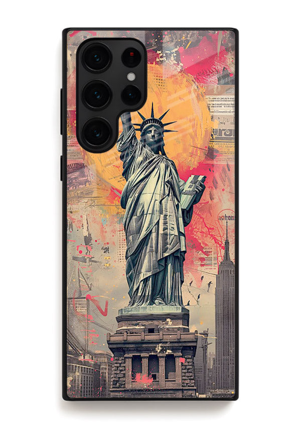 Artistic Statue Liberty vibrant artwork Samsung S24 Ultra glass back cover