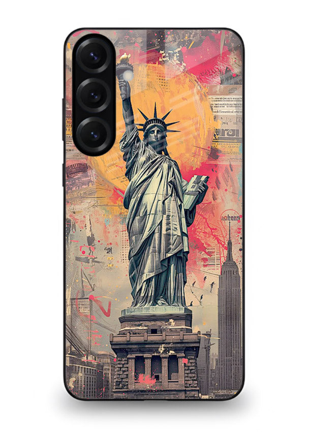 Artistic Statue Liberty vibrant artwork Samsung M54 5G glass back cover
