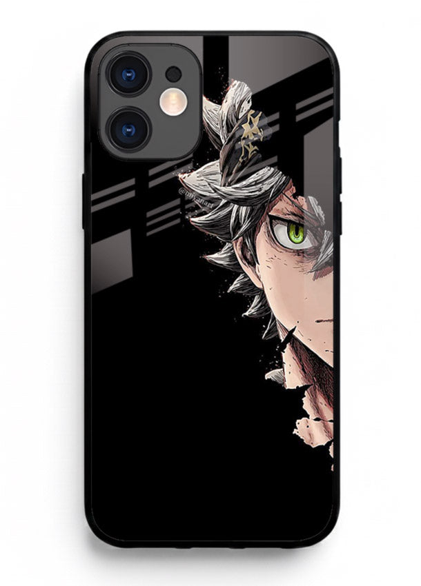 asta demon eye black clover anime art iphone 12 mini glass cover intense portrait case