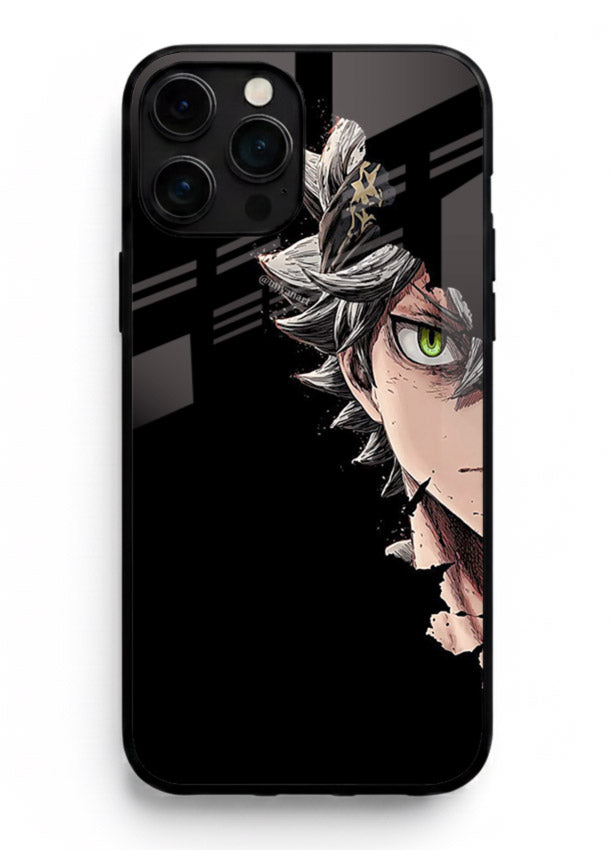 asta demon eye black clover anime art iphone 15 pro max glass cover intense portrait case