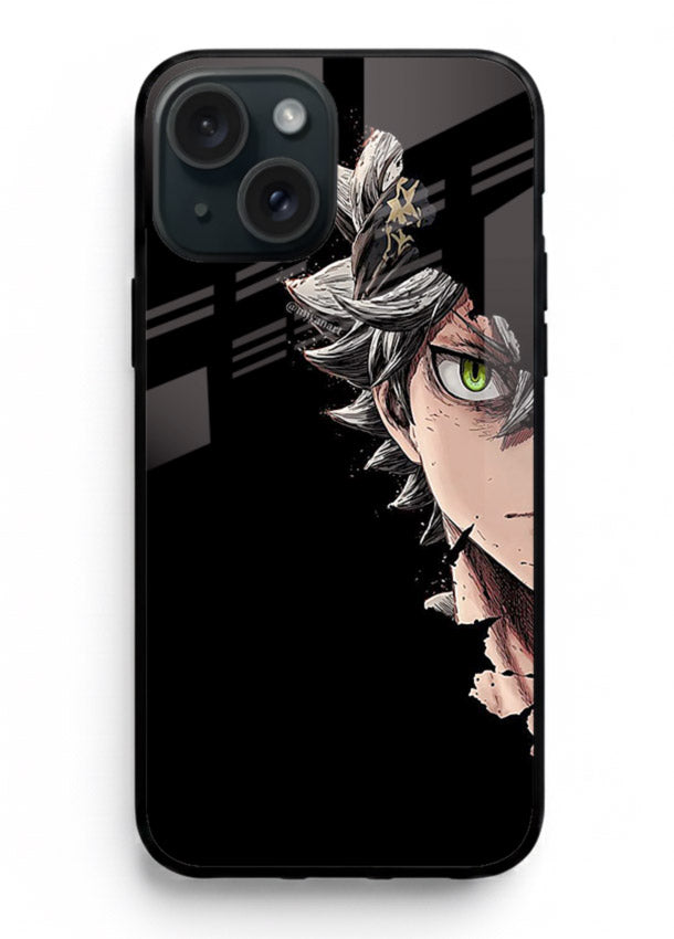 asta demon eye black clover anime art iphone 14 plus glass cover intense portrait case
