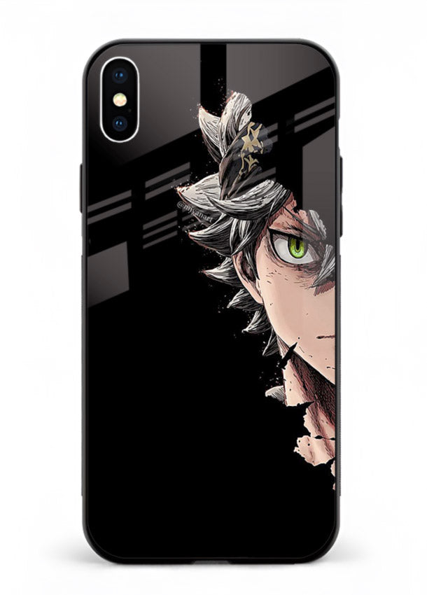 asta demon eye black clover anime art iphone xs max glass cover intense portrait case