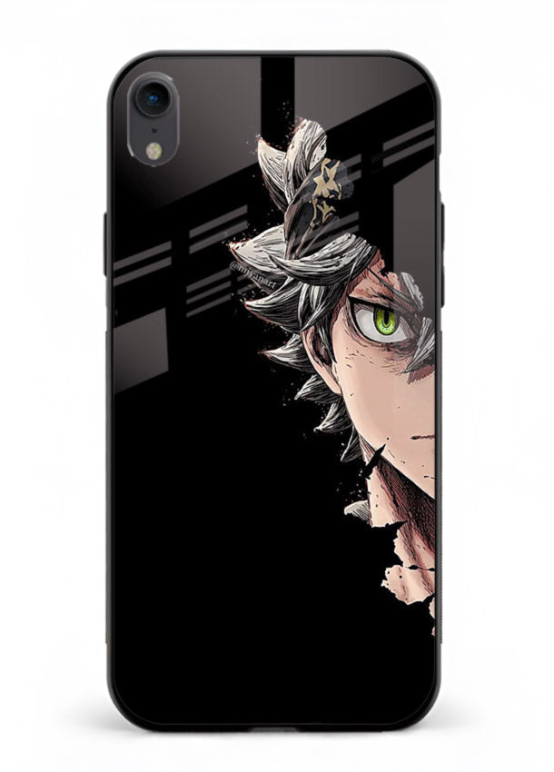 asta demon eye black clover anime art iphone xr glass cover intense portrait case