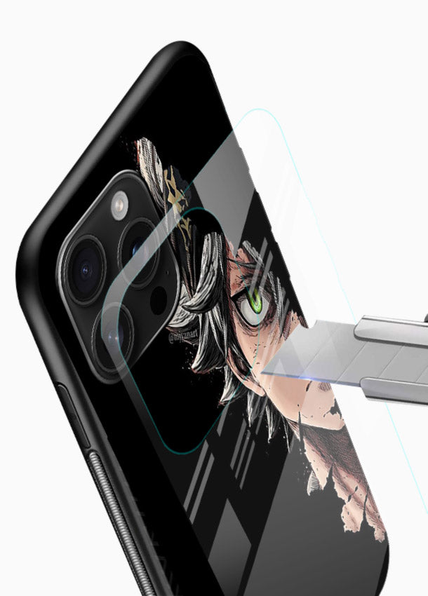 asta demon eye black clover anime art glossy vibrant premium glass cover intense portrait case - Angle Blade