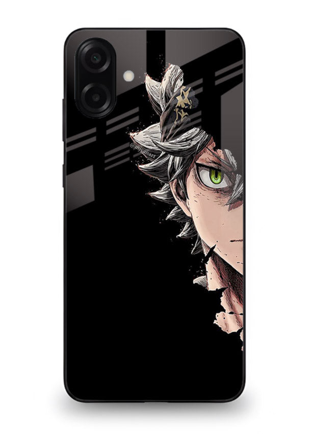 asta demon eye black clover anime art Samsung A06 5G glass cover intense portrait case