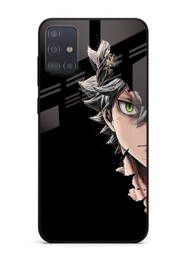 asta demon eye black clover anime art Samsung A71 glass cover intense portrait case