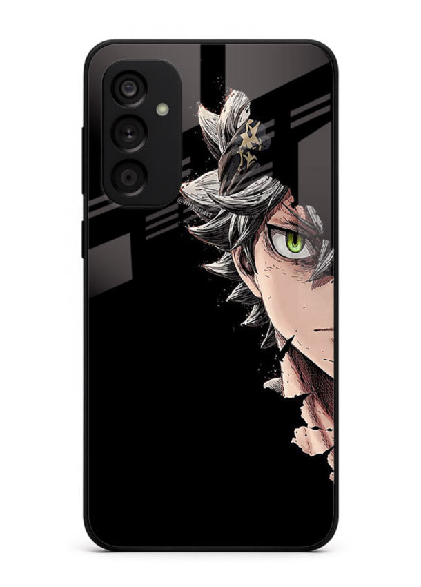 asta demon eye black clover anime art Samsung A14 5G glass cover intense portrait case