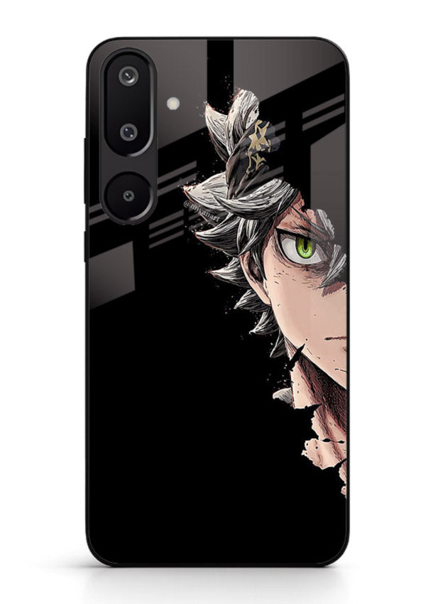 asta demon eye black clover anime art Samsung F16 5G glass cover intense portrait case