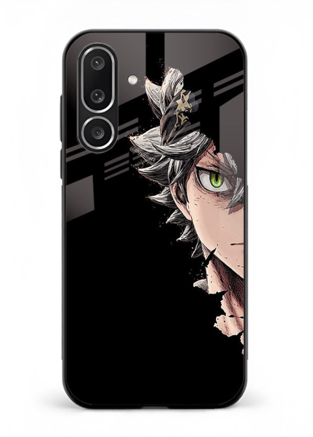 asta demon eye black clover anime art Samsung F56 5G glass cover intense portrait case