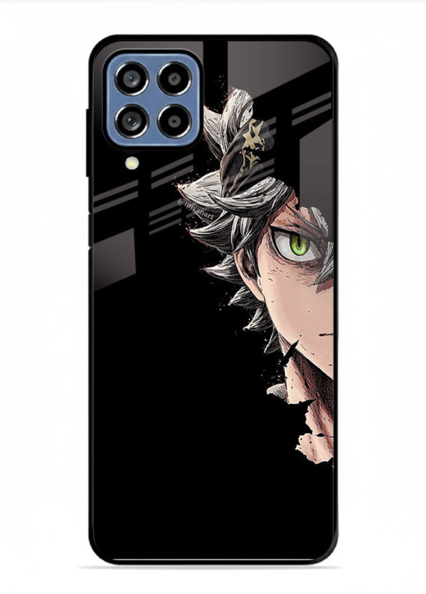 asta demon eye black clover anime art Samsung F22 4G glass cover intense portrait case