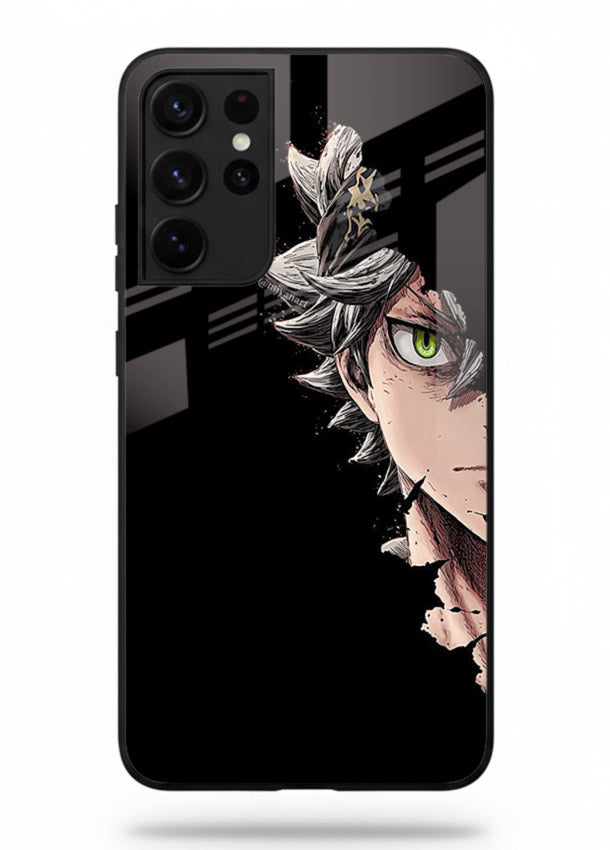 asta demon eye black clover anime art Samsung S21 Ultra glass cover intense portrait case