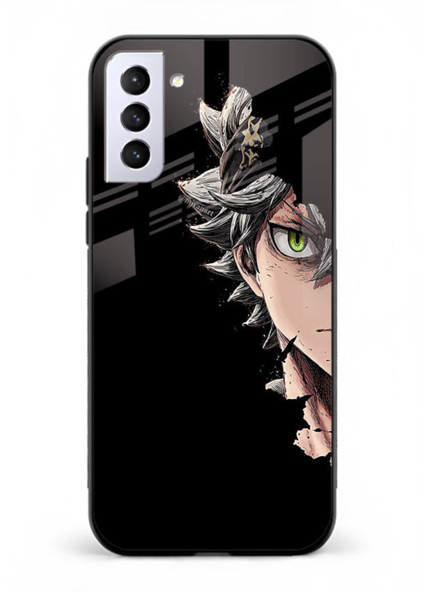 asta demon eye black clover anime art Samsung S21 FE glass cover intense portrait case
